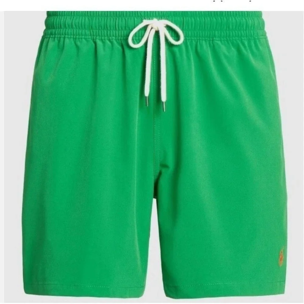 Polo Ralph Lauren 3XLT Green Cargo Swim Trunks Orange Logo Pony Board Shorts NWT